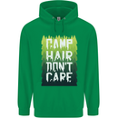 Camp Hair Dont Care Funny Camping Caravan Mens 80% Cotton Hoodie Irish Green