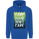 Camp Hair Dont Care Funny Camping Caravan Mens 80% Cotton Hoodie Royal Blue