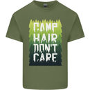 Camp Hair Dont Care Funny Camping Caravan Mens Cotton T-Shirt Tee Top Military Green