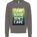 Camp Hair Dont Care Funny Camping Caravan Mens Sweatshirt Jumper Charcoal