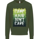 Camp Hair Dont Care Funny Camping Caravan Mens Sweatshirt Jumper Forest Green