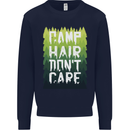 Camp Hair Dont Care Funny Camping Caravan Mens Sweatshirt Jumper Navy Blue