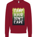 Camp Hair Dont Care Funny Camping Caravan Mens Sweatshirt Jumper Red