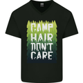 Camp Hair Dont Care Funny Camping Caravan Mens V-Neck Cotton T-Shirt Black