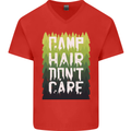 Camp Hair Dont Care Funny Camping Caravan Mens V-Neck Cotton T-Shirt Red