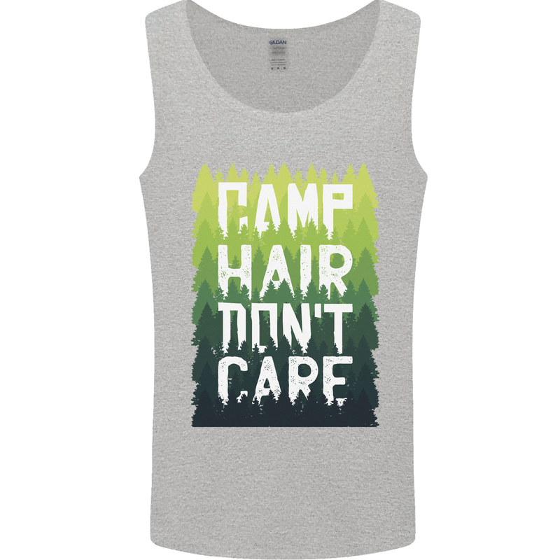 Camp Hair Dont Care Funny Camping Caravan Mens Vest Tank Top Sports Grey