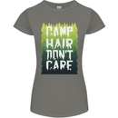 Camp Hair Dont Care Funny Camping Caravan Womens Petite Cut T-Shirt Charcoal