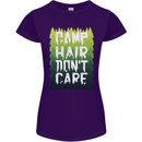 Camp Hair Dont Care Funny Camping Caravan Womens Petite Cut T-Shirt Purple