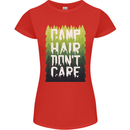 Camp Hair Dont Care Funny Camping Caravan Womens Petite Cut T-Shirt Red