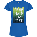Camp Hair Dont Care Funny Camping Caravan Womens Petite Cut T-Shirt Royal Blue