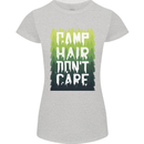 Camp Hair Dont Care Funny Camping Caravan Womens Petite Cut T-Shirt Sports Grey