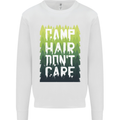Camp Hair Dont Care Funny Caravan Camping Kids Sweatshirt Jumper White
