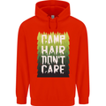 Camp Hair Dont Care Funny Caravan Camping Mens 80% Cotton Hoodie Bright Red