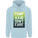Camp Hair Dont Care Funny Caravan Camping Mens 80% Cotton Hoodie Light Blue
