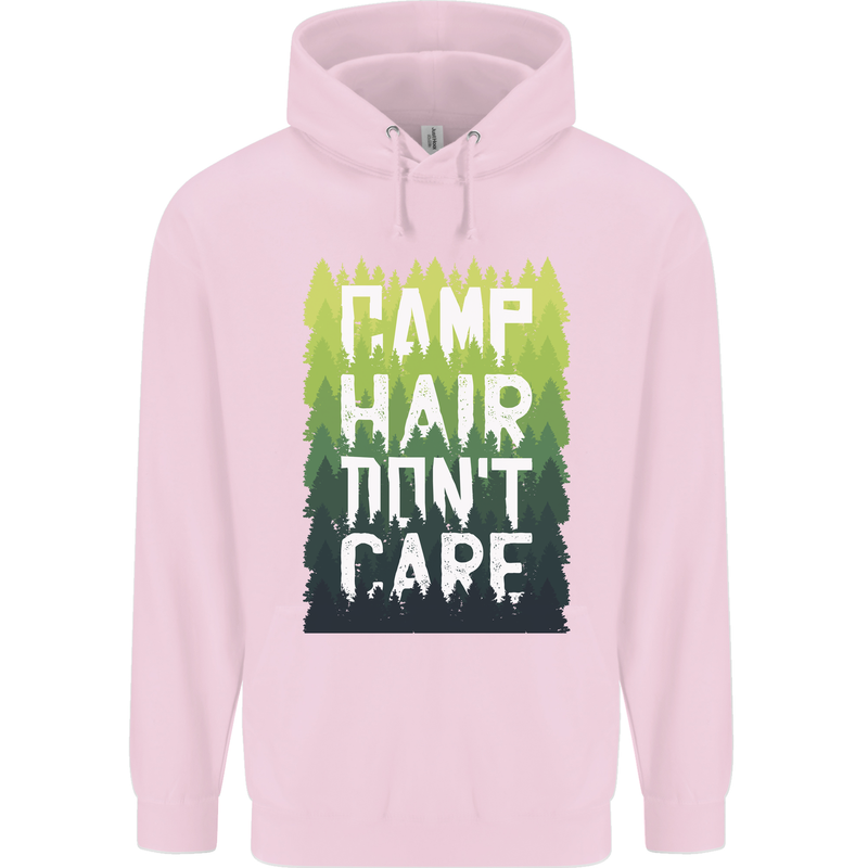 Camp Hair Dont Care Funny Caravan Camping Mens 80% Cotton Hoodie Light Pink