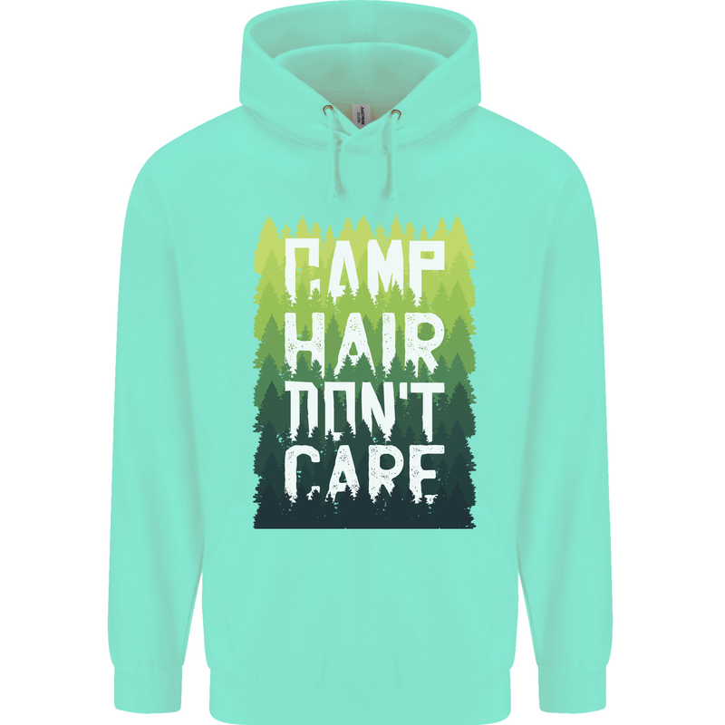 Camp Hair Dont Care Funny Caravan Camping Mens 80% Cotton Hoodie Peppermint
