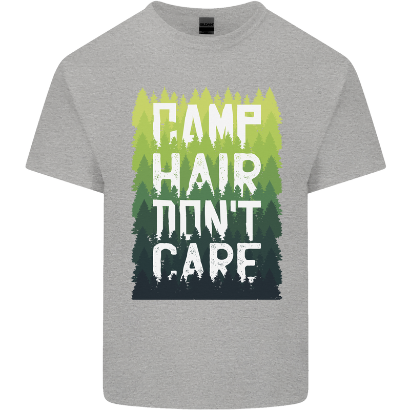Camp Hair Dont Care Funny Caravan Camping Mens Cotton T-Shirt Tee Top Sports Grey