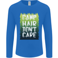 Camp Hair Dont Care Funny Caravan Camping Mens Long Sleeve T-Shirt Royal Blue