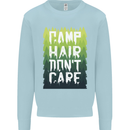 Camp Hair Dont Care Funny Caravan Camping Mens Sweatshirt Jumper Light Blue