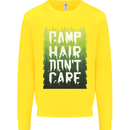 Camp Hair Dont Care Funny Caravan Camping Mens Sweatshirt Jumper Yellow