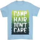 Camp Hair Dont Care Funny Caravan Camping Mens T-Shirt 100% Cotton Light Blue