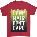 Camp Hair Dont Care Funny Caravan Camping Mens T-Shirt 100% Cotton Red