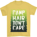 Camp Hair Dont Care Funny Caravan Camping Mens T-Shirt 100% Cotton Yellow