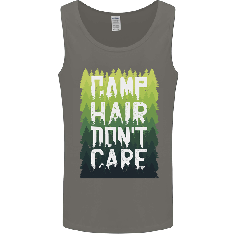 Camp Hair Dont Care Funny Caravan Camping Mens Vest Tank Top Charcoal
