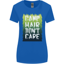 Camp Hair Dont Care Funny Caravan Camping Womens Wider Cut T-Shirt Royal Blue