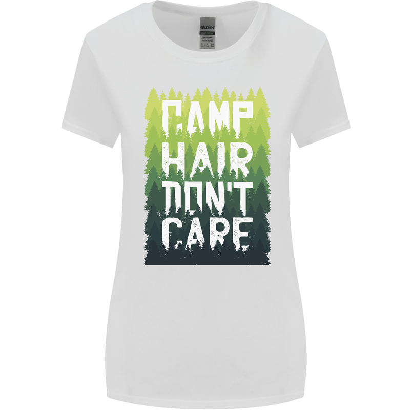 Camp Hair Dont Care Funny Caravan Camping Womens Wider Cut T-Shirt White