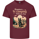 Camping With My Dog German Shepherd Alsatian Mens Cotton T-Shirt Tee Top Maroon