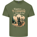 Camping With My Dog German Shepherd Alsatian Mens Cotton T-Shirt Tee Top Military Green
