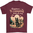 Camping With My Dog German Shepherd Alsatian Mens T-Shirt 100% Cotton Maroon