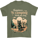 Camping With My Dog German Shepherd Alsatian Mens T-Shirt 100% Cotton Military Green