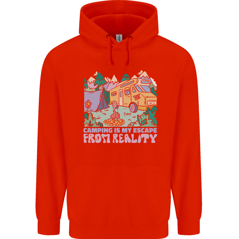 Camping is My Escape From Reality Caravan Childrens Kids Hoodie Bright Red