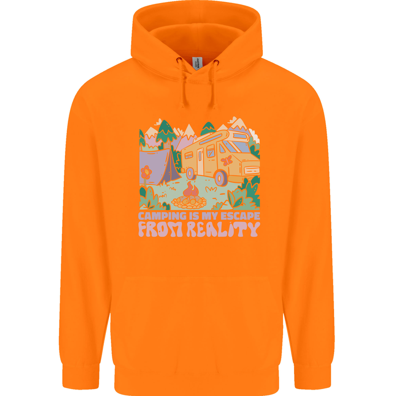 Camping is My Escape From Reality Caravan Childrens Kids Hoodie Orange