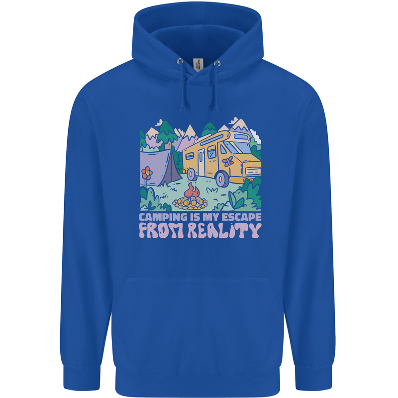 Camping is My Escape From Reality Caravan Childrens Kids Hoodie Royal Blue
