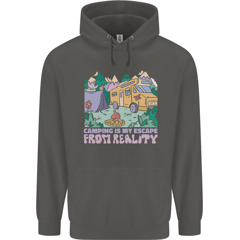 Camping is My Escape From Reality Caravan Childrens Kids Hoodie Storm Grey