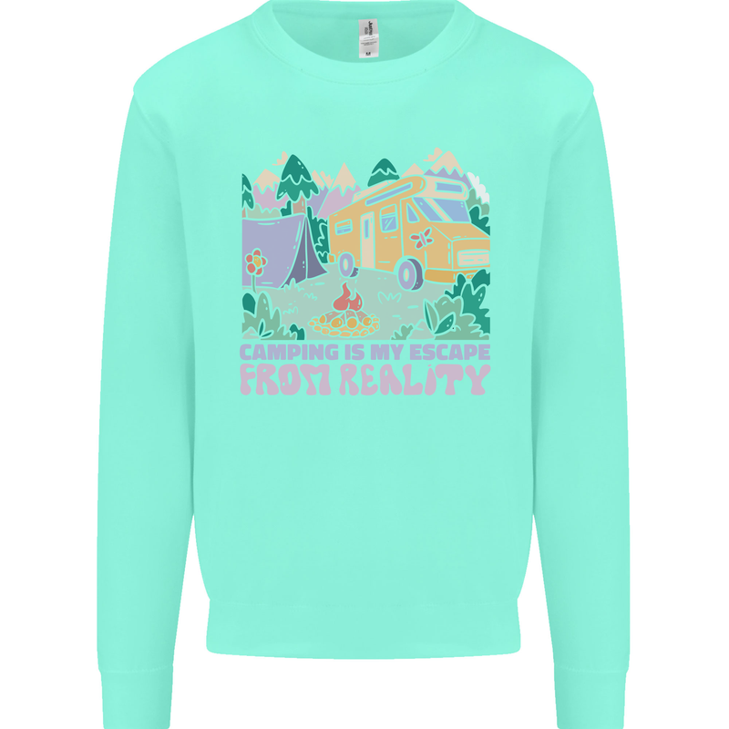 Camping is My Escape From Reality Caravan Kids Sweatshirt Jumper Peppermint