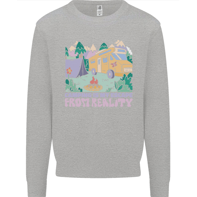 Camping is My Escape From Reality Caravan Kids Sweatshirt Jumper Sports Grey
