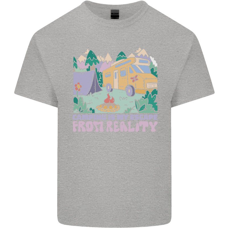Camping is My Escape From Reality Caravan Kids T-Shirt Childrens Sports Grey