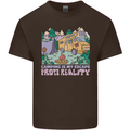 Camping is My Escape From Reality Caravan Mens Cotton T-Shirt Tee Top Dark Chocolate