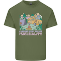 Camping is My Escape From Reality Caravan Mens Cotton T-Shirt Tee Top Military Green