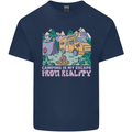 Camping is My Escape From Reality Caravan Mens Cotton T-Shirt Tee Top Navy Blue