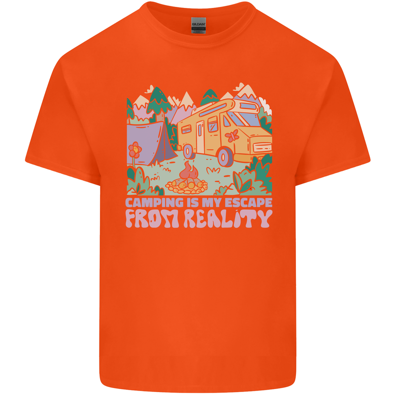 Camping is My Escape From Reality Caravan Mens Cotton T-Shirt Tee Top Orange
