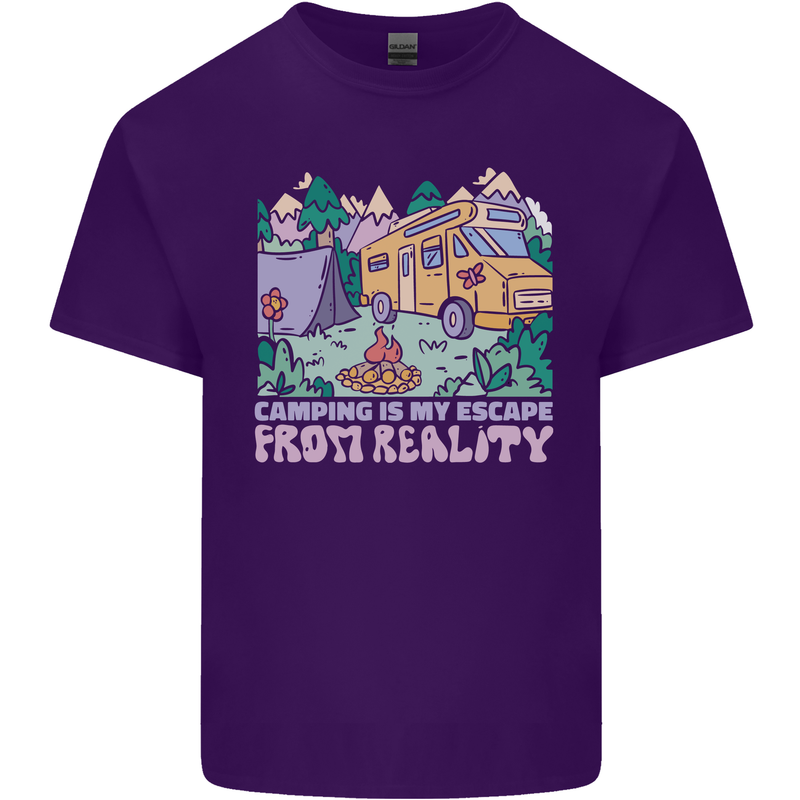 Camping is My Escape From Reality Caravan Mens Cotton T-Shirt Tee Top Purple