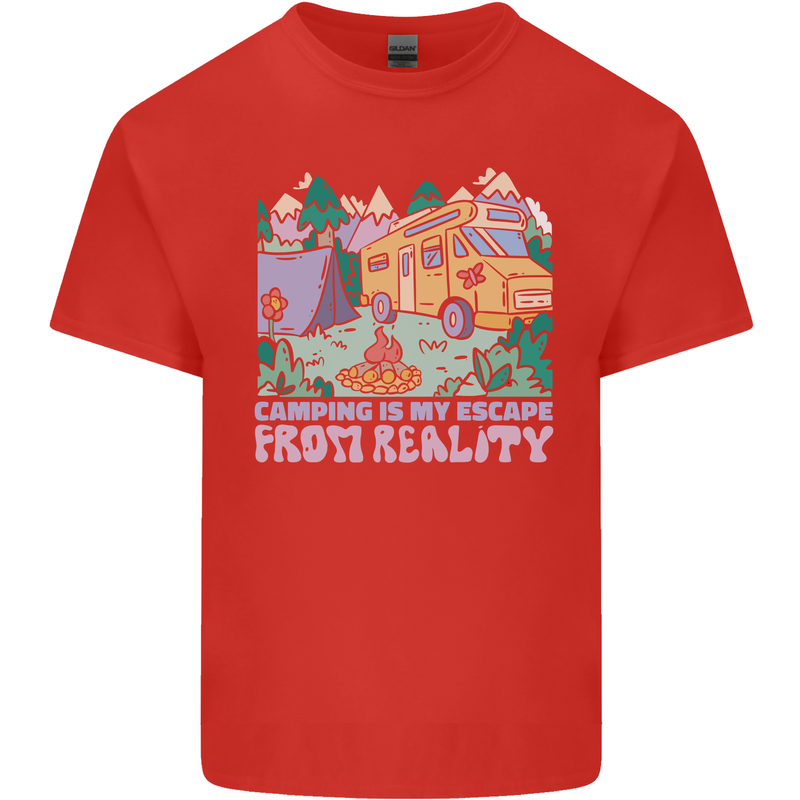 Camping is My Escape From Reality Caravan Mens Cotton T-Shirt Tee Top Red