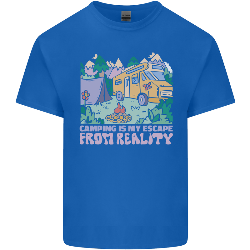 Camping is My Escape From Reality Caravan Mens Cotton T-Shirt Tee Top Royal Blue