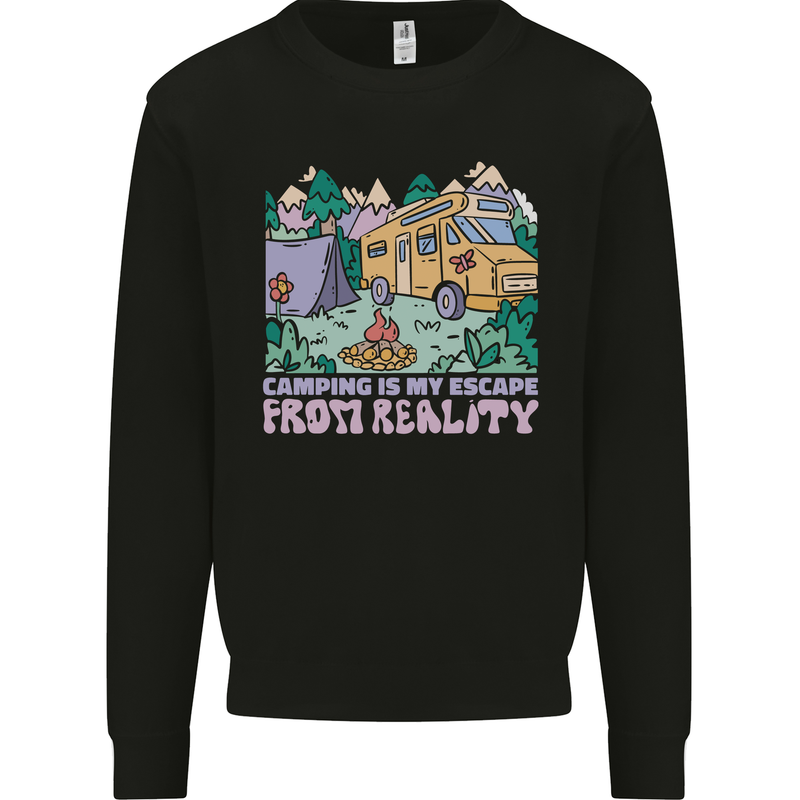 Camping is My Escape From Reality Caravan Mens Sweatshirt Jumper Black
