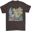 Camping is My Escape From Reality Caravan Mens T-Shirt 100% Cotton Dark Chocolate